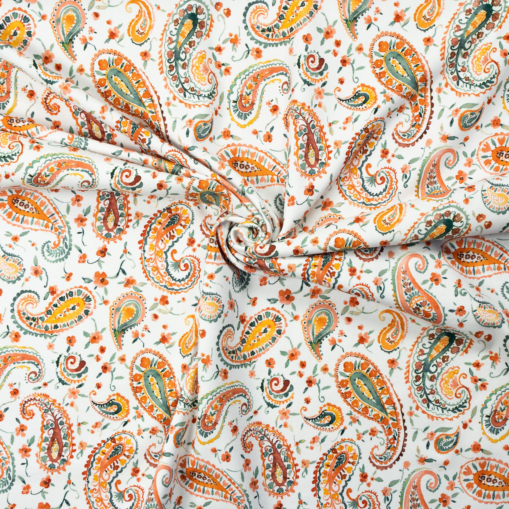 Paisley Jersey Weiss 1 m x 1.40 m – Bild 2