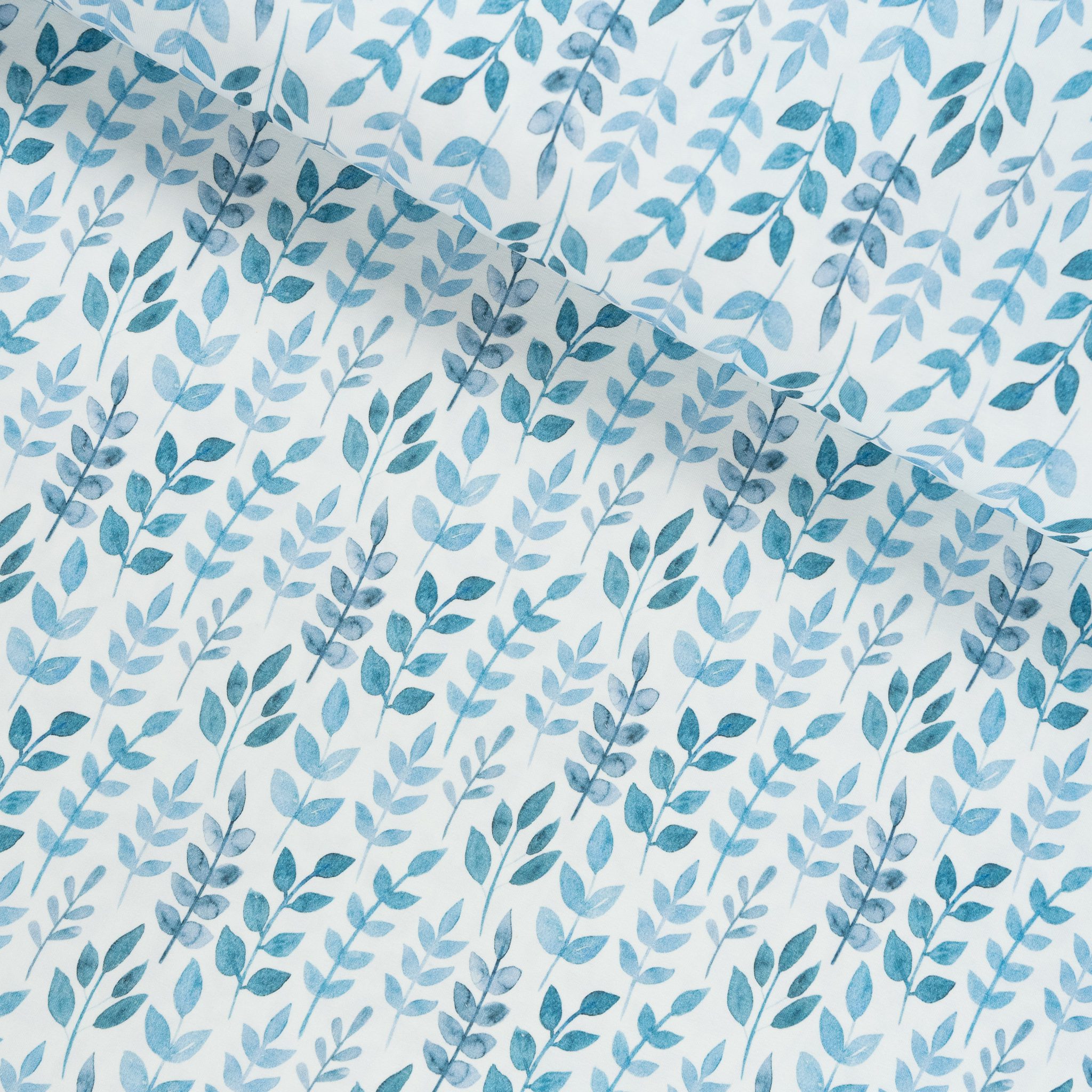 Baumwolljersey Blätter Blau 0.90 m x 1.50 m – Bild 3