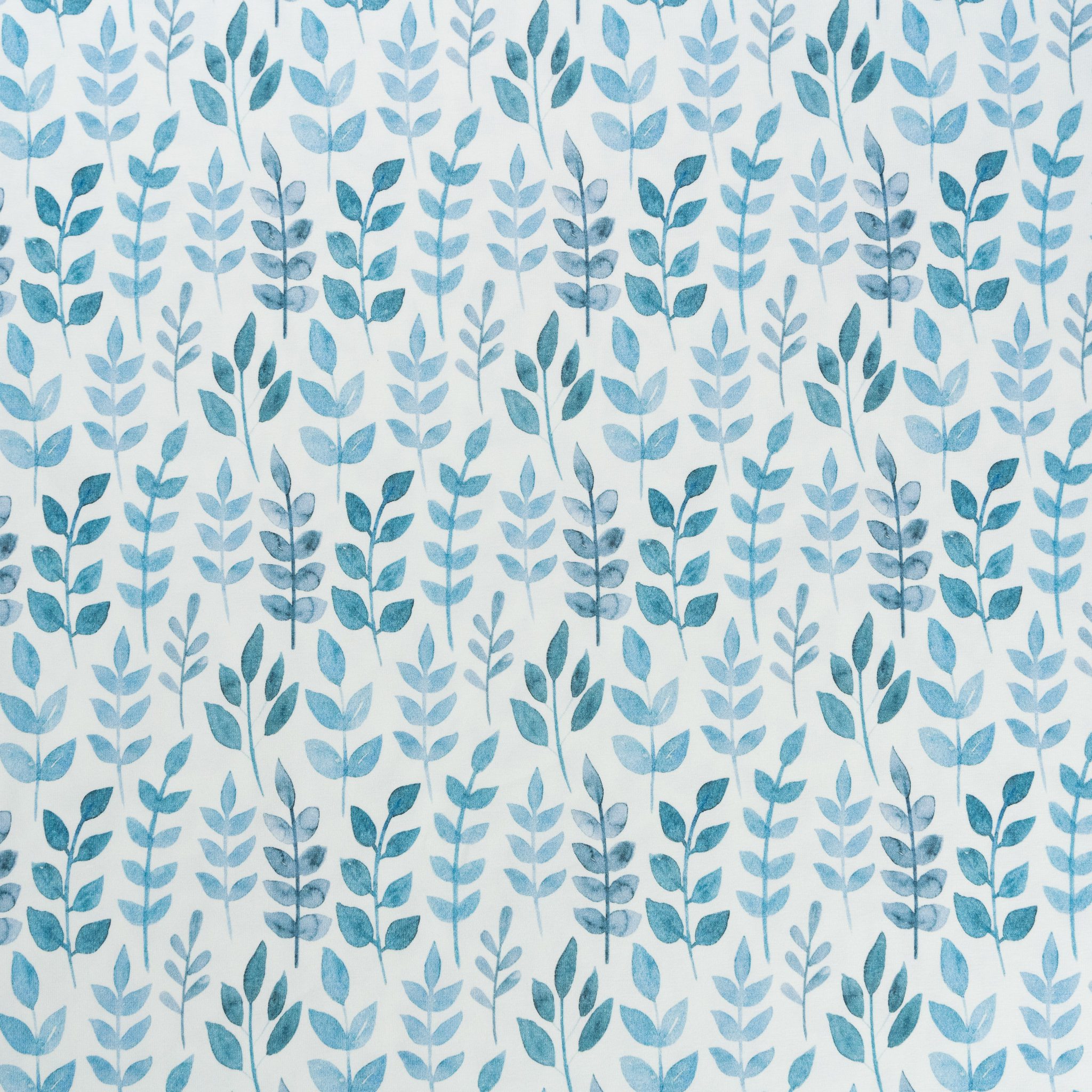 Baumwolljersey Blätter Blau 0.90 m x 1.50 m