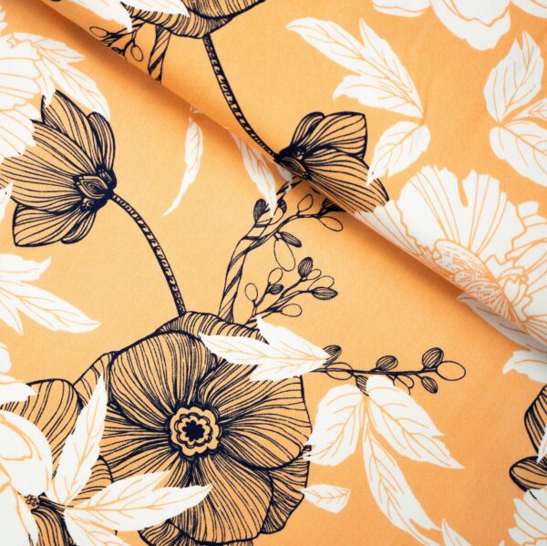 Viskose Blumen Orange – Bild 4