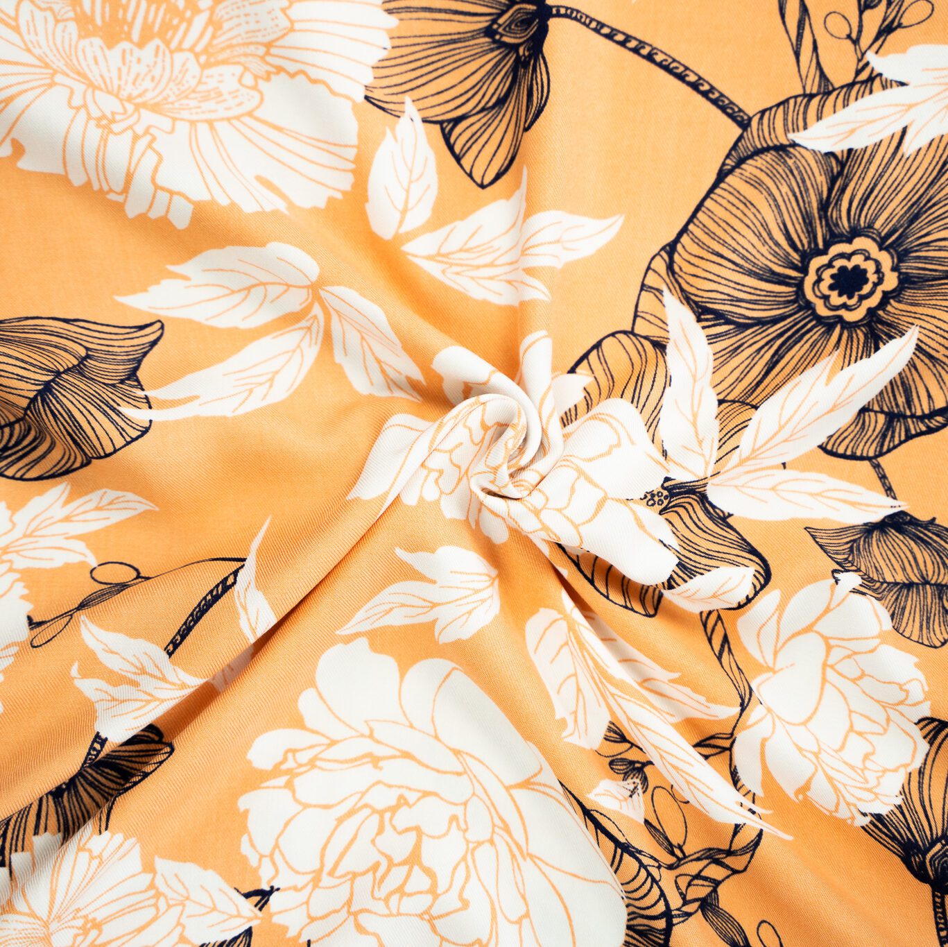 Viskose Blumen Orange – Bild 2