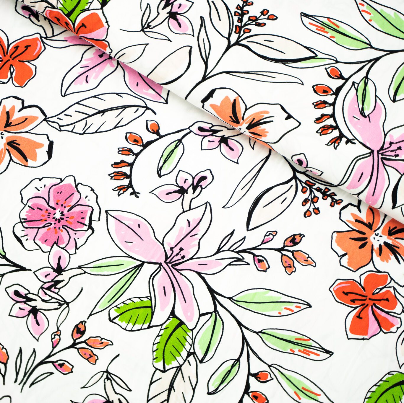 Viskose Blumen Rosa – Bild 3