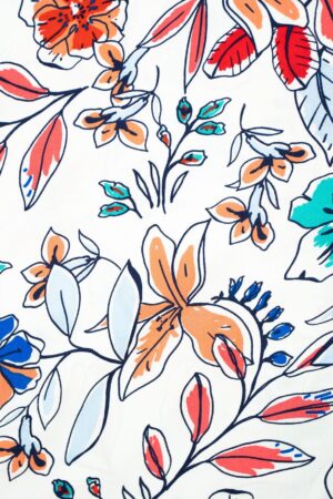 Viskose Blumen Blau