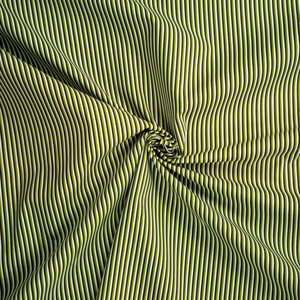 Schwarz Olive Weiss gestreifte Baumwolle