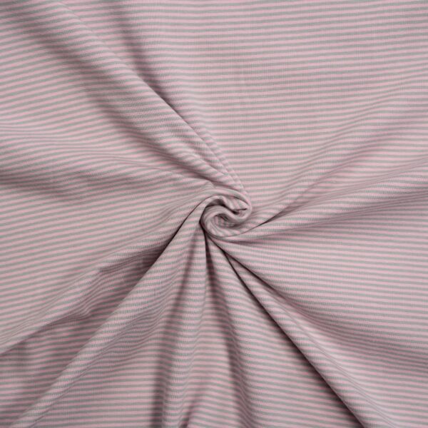 Baumwolljersey Streifen Rosa-Grau garngefärbt – Bild 2