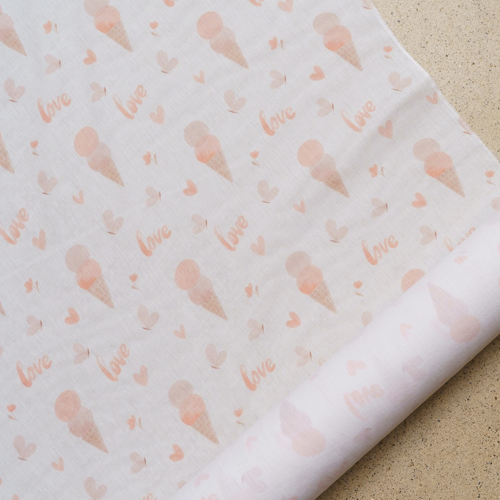 Eigenproduktion Musselin Double Gauze Love Icecream